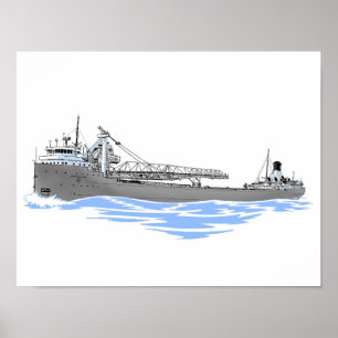Great Lakes freighter George A. Sloan grey Poster