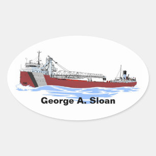 Great Lakes Freighter George A. Sloan Key GLF Oval Sticker
