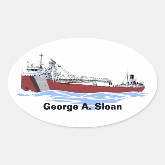 Great Lakes Freighter George A. Sloan Key GLF Oval Sticker (Front)