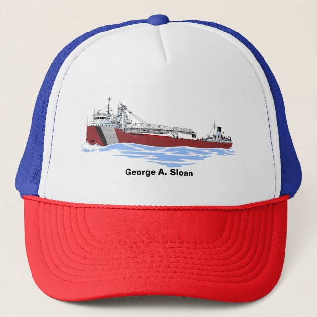 Great Lakes Freighter George A. Sloan Key GLF Trucker Hat (Front)