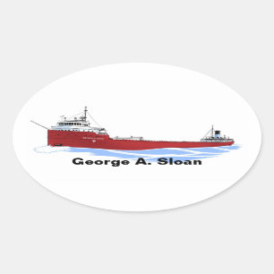 Great Lakes freighter George A. Sloan straightdeck Oval Sticker