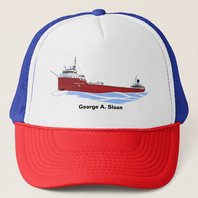 Great Lakes freighter George A. Sloan straightdeck Trucker Hat (Front)