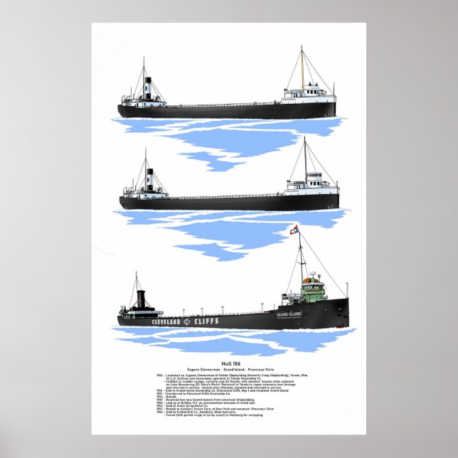Great Lakes Freighter Grand Island history Poster (Front)