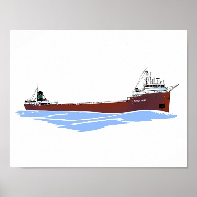 Great Lakes freighter J. Burton Ayers Kinsman Poster (Front)