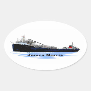 Great Lakes Freighter James Norris Oval Sticker