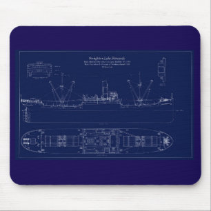 Great Lakes Freighter Lake Fernando Blueprint Mouse Mat