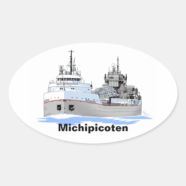 Great Lakes freighter Michipicoten Oval Sticker (Front)