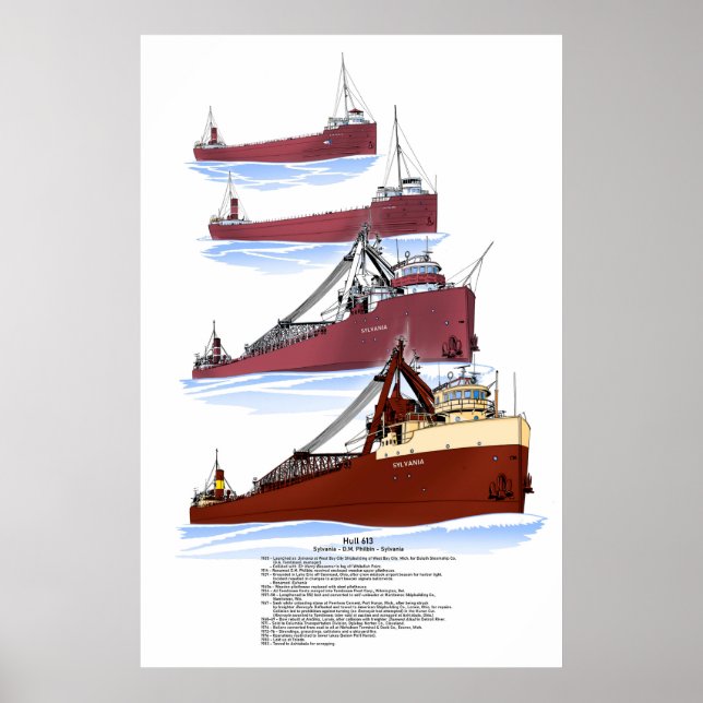 Great Lakes Freighter Sylvania History Poster (Front)