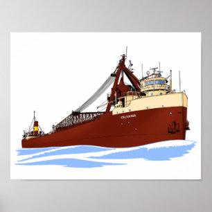 Great Lakes freighter Sylvania s/u Columbia Poster
