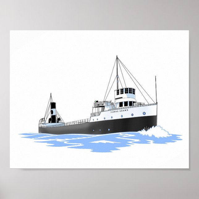 Great Lakes freighter Thomas Adams new wheelhouse Poster (Front)