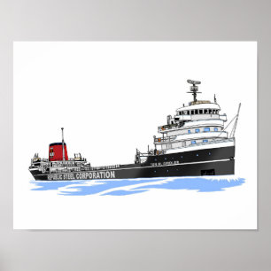 Great Lakes freighter Tom M. Girdler Republic Poster