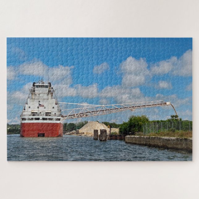 Great Lakes Freighter Unloading Stone Jigsaw Puzzle (Horizontal)