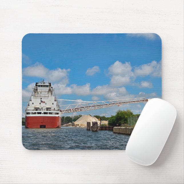 Great Lakes Freighter Unloading Stone Mouse Mat (With Mouse)
