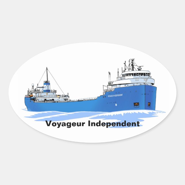 Great Lakes freighter Voyageur Independant Oval Sticker (Front)