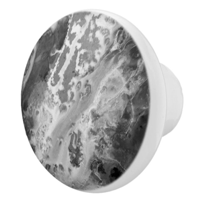 Great Lakes Granite - black and white Ceramic Knob (Right)