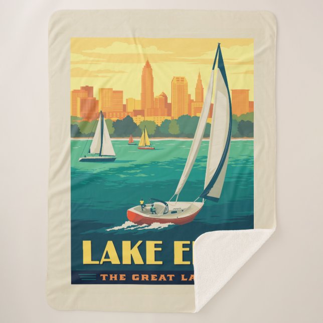 Great Lakes | Lake Erie Sherpa Blanket (Front)