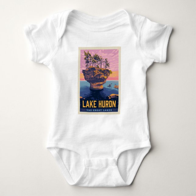 Great Lakes | Lake Huron Baby Bodysuit (Front)
