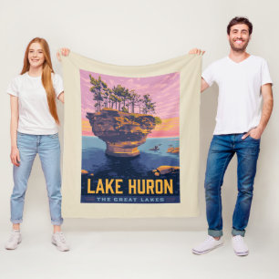 Great Lakes   Lake Huron Fleece Blanket
