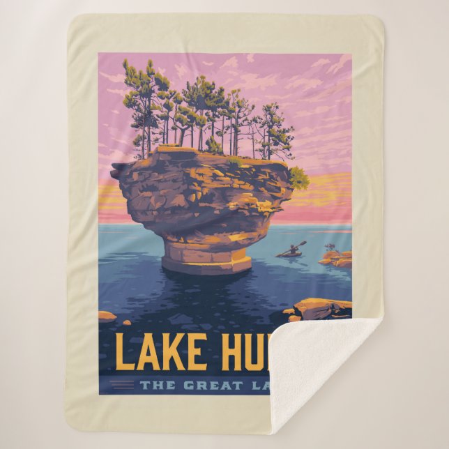 Great Lakes | Lake Huron Sherpa Blanket (Front)