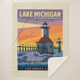 Great Lakes   Lake Michigan Sherpa Blanket