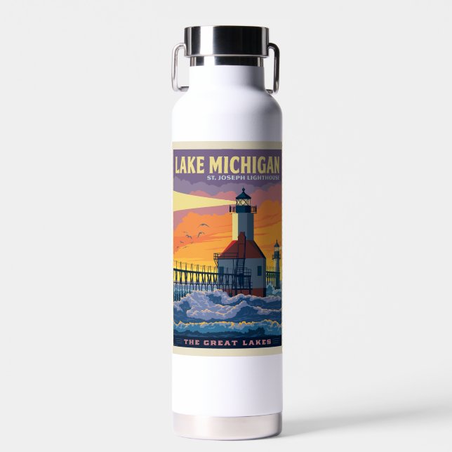 Great Lakes | Lake Michigan Water Bottle (Front)