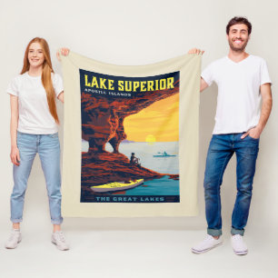 Great Lakes   Lake Superior Fleece Blanket
