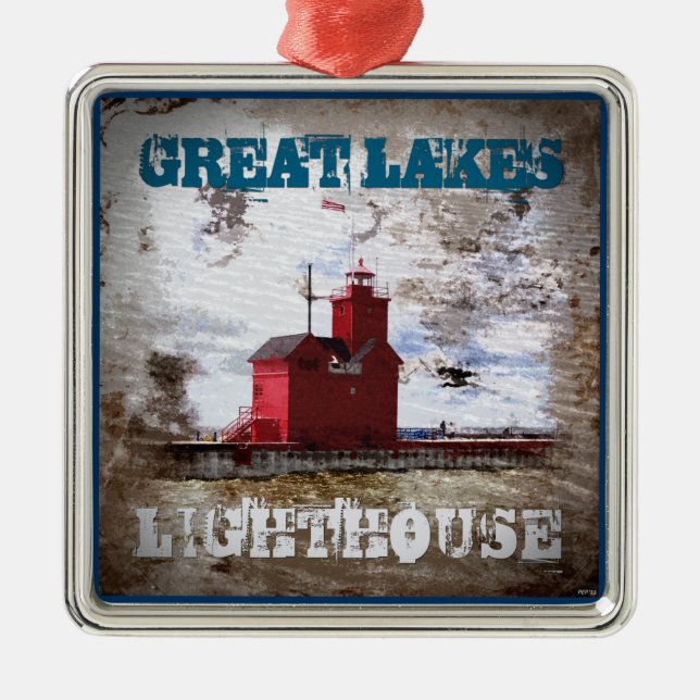 Great Lakes Lighthouse Metal Tree Decoration (Front)