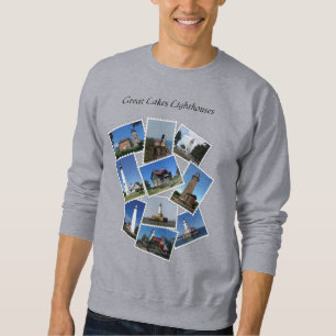 Great Lakes Lighthouse stamp shirt black lettering