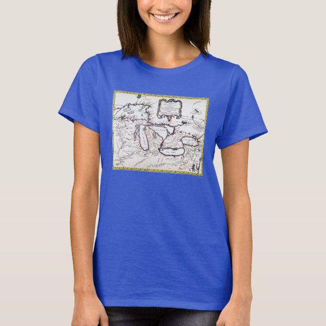 Great Lakes Map, 1755 T-Shirt (Front)