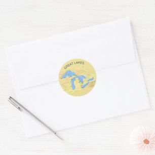 Great Lakes of North America Classic Round Sticker