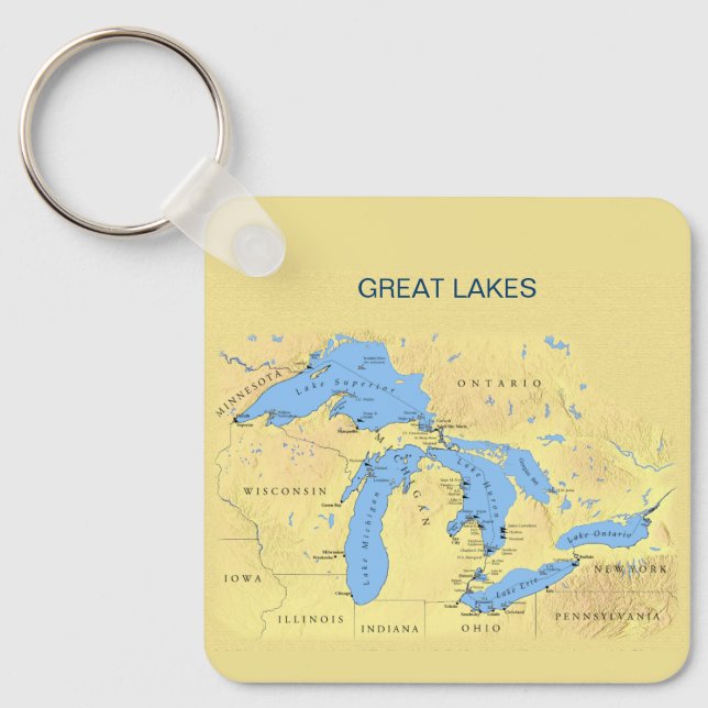 Great Lakes of North America Key Ring (Front)