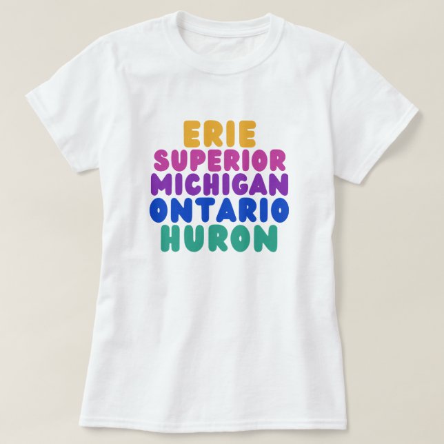 Great Lakes Rainbow Text T-Shirt (Design Front)