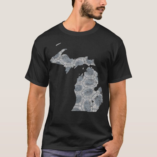 Great Lakes Shaped Men Women Summer Petoskey Stone T-Shirt (Front)