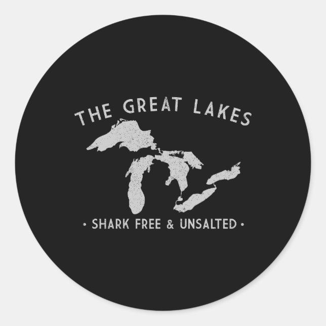 Great Lakes Shark Free And Unsalted Classic Round Sticker (Front)
