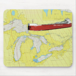 Great Lakes Ship CSL Niagra and Chart Mouse Mat