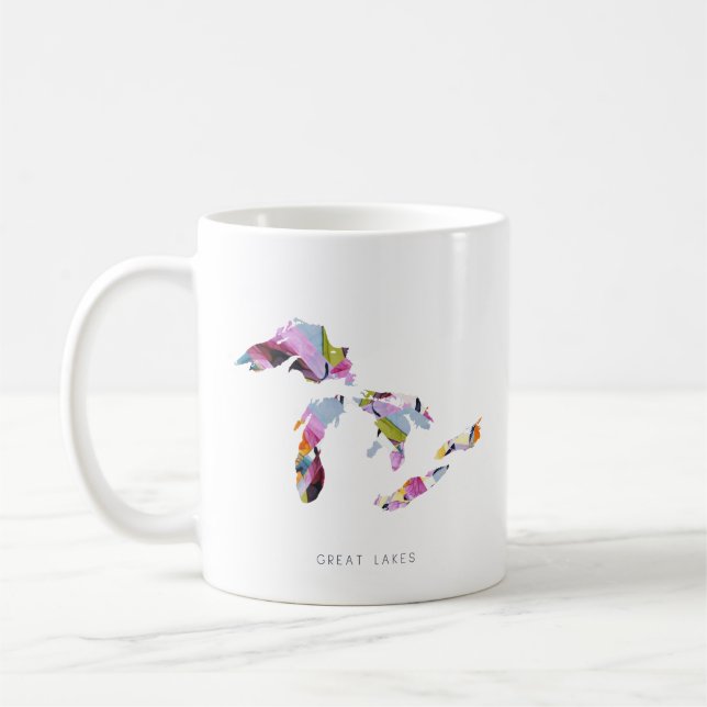 Great Lakes Silhouette Map Coffee Mug (Left)
