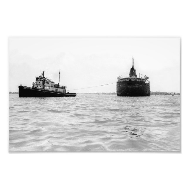 Great Lakes steamer Montrealais Under Tow Photo Print (Front)