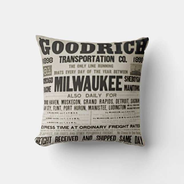 GREAT LAKES STEAMSHIP LAKE MICHIGAN MILWAUKEE SHIP CUSHION (Front)