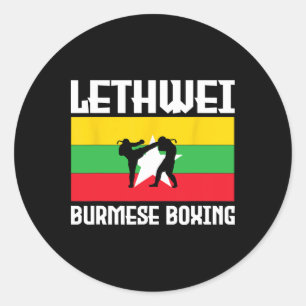 Great Lethwei Burmese Boxing Outfit Kick Mma Kickb Classic Round Sticker