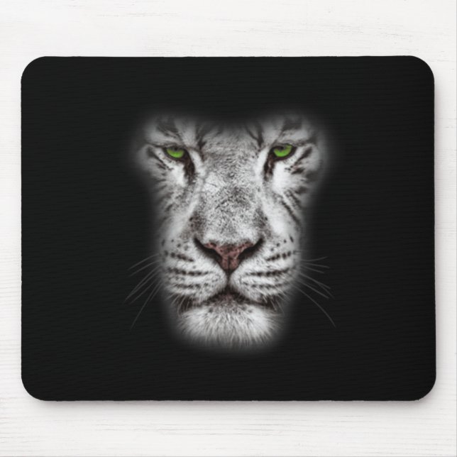 Great Lion Cat Face With Dark Green Eyes Crazy Art Mouse Mat (Front)