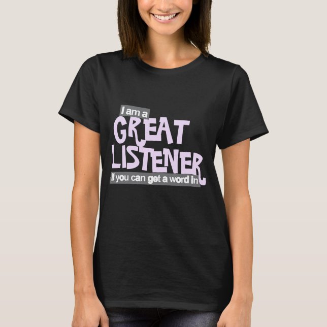 Great listener ladies lilac / brown t-shirt (Front)