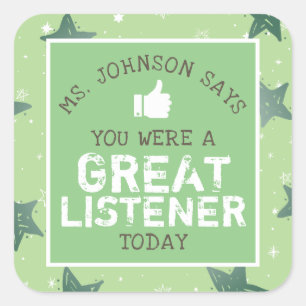 Great Listener   Personalised Teachers Square Sticker