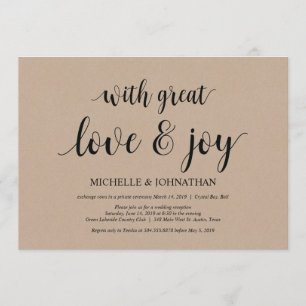 Great love and joy, Wedding Elopement Invites