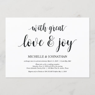 Great love and joy, Wedding Elopement Invites