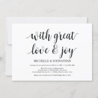 great love and joy, Wedding Elopement Invites