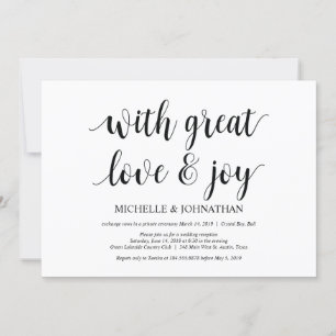 great love and joy, Wedding Elopement Invites