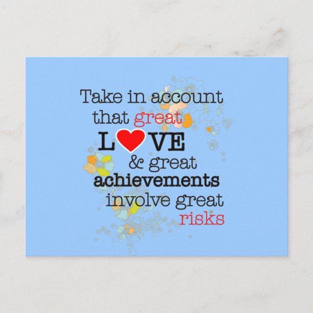 Great Love & Great Risks Postcard (Front)