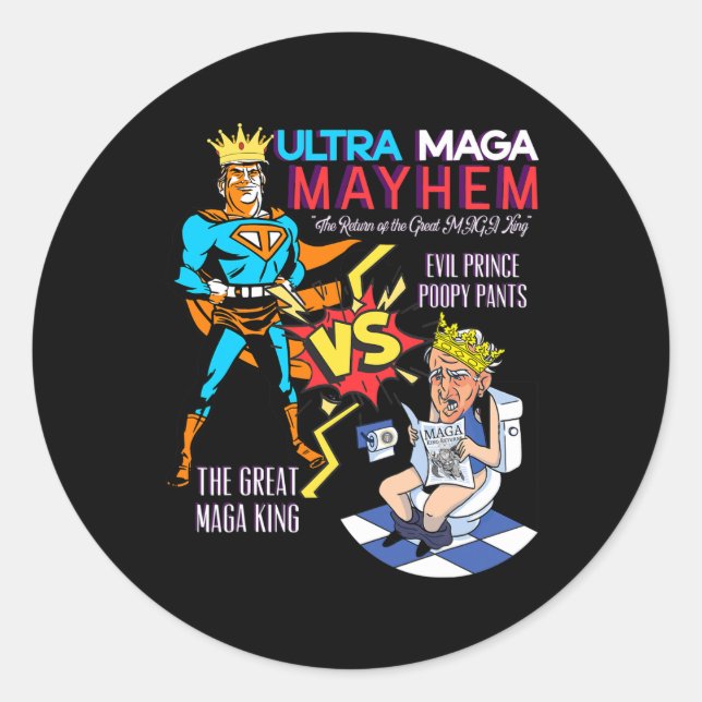 Great Maga King Donald Trump Biden Usa Ultra Maga  Classic Round Sticker (Front)
