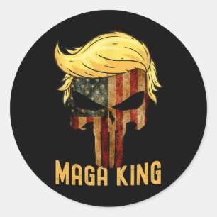 Great Maga King Shirt Donald Trump Skull  Classic Round Sticker