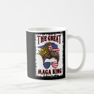 Great Maga king th Of July Messy Bun USA Flag for  Coffee Mug